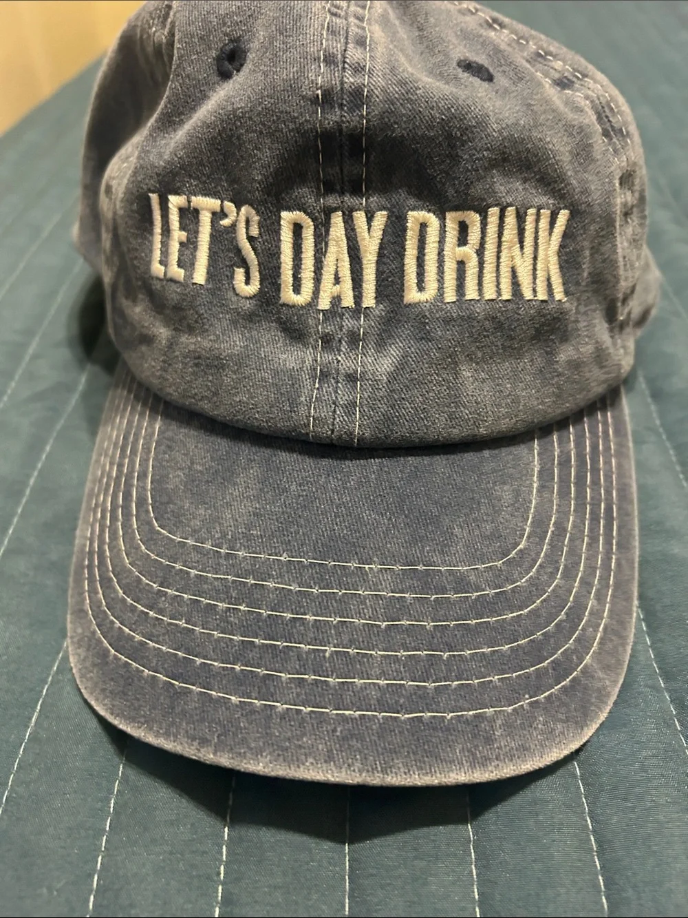 LET'S DAY DRINK Embroidered Baseball Cap - Denim